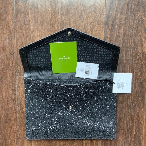 KATE SPADE Clutch Envelope Black Glitter Large - Picture 2 of 7